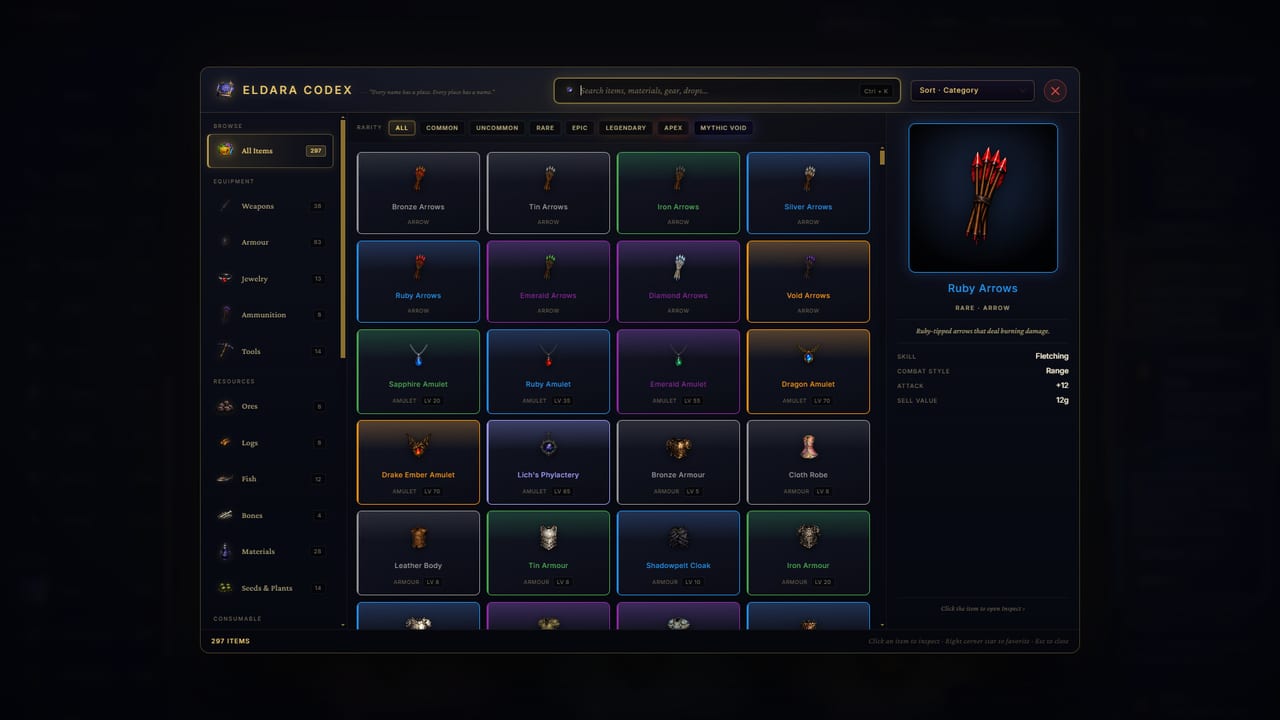 Eldara Codex and Achievements